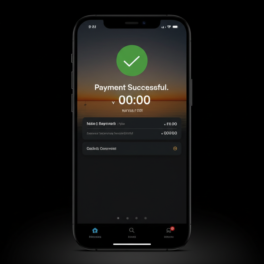 Phone screen showing rent payment statuses